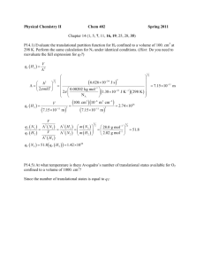 Physical Chemistry II Chem 402 Spring 2011 Chapter 14 (1, 5, 7, 11
