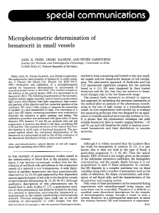 Microphotometric determination of hematocrit in small vessels