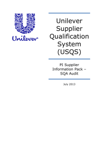 Unilever Supplier Qualification System (USQS)