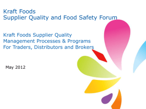 Kraft Foods Supplier Quality and Food Safety Forum