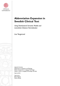 Abbreviation Expansion in Swedish Clinical Text