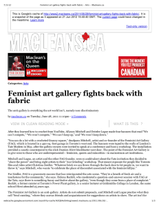 Feminist art gallery fights back with fabric