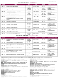 HRM Course Timetable - Faculty of Health Sciences
