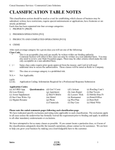 classification table notes - CenCal Insurance Services, Inc.