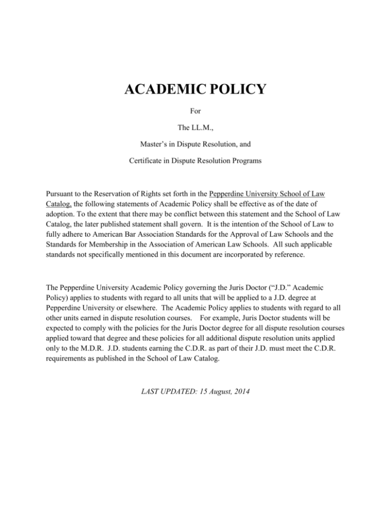academic policy Pepperdine Community