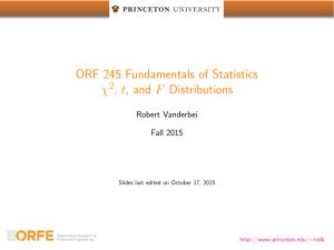 ORF 245 Fundamentals of Statistics χ , t, and F Distributions