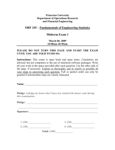 ORF 245 – Fundamentals of Engineering Statistics