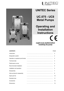 UNITEC Series UC.075 - UC8 Metal Pumps Operating and