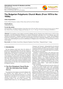 The Bulgarian Polyphonic Church Music (From 1878 to the 1930s)