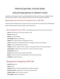 Historical periods, musical styles, and principal genres in western