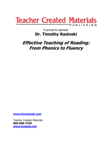 Effective Teaching of Reading: From Phonics to Fluency