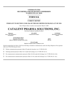 FORM 8-K - Catalent