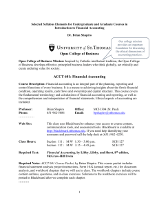 Opus College of Business ACCT 601: Financial Accounting