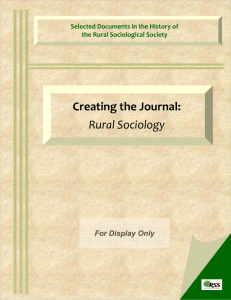 Creating the Journal: Rural Sociology