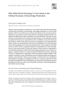 Who Killed Rural Sociology - International Journal of Sociology of