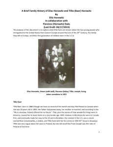 A Brief Family History of Elias Horowitz and Tillie (Baer) Horowitz By