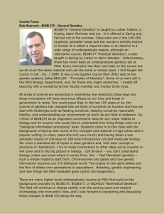 Course Focus Bob Sharrock—BIOB 375 – General Genetics