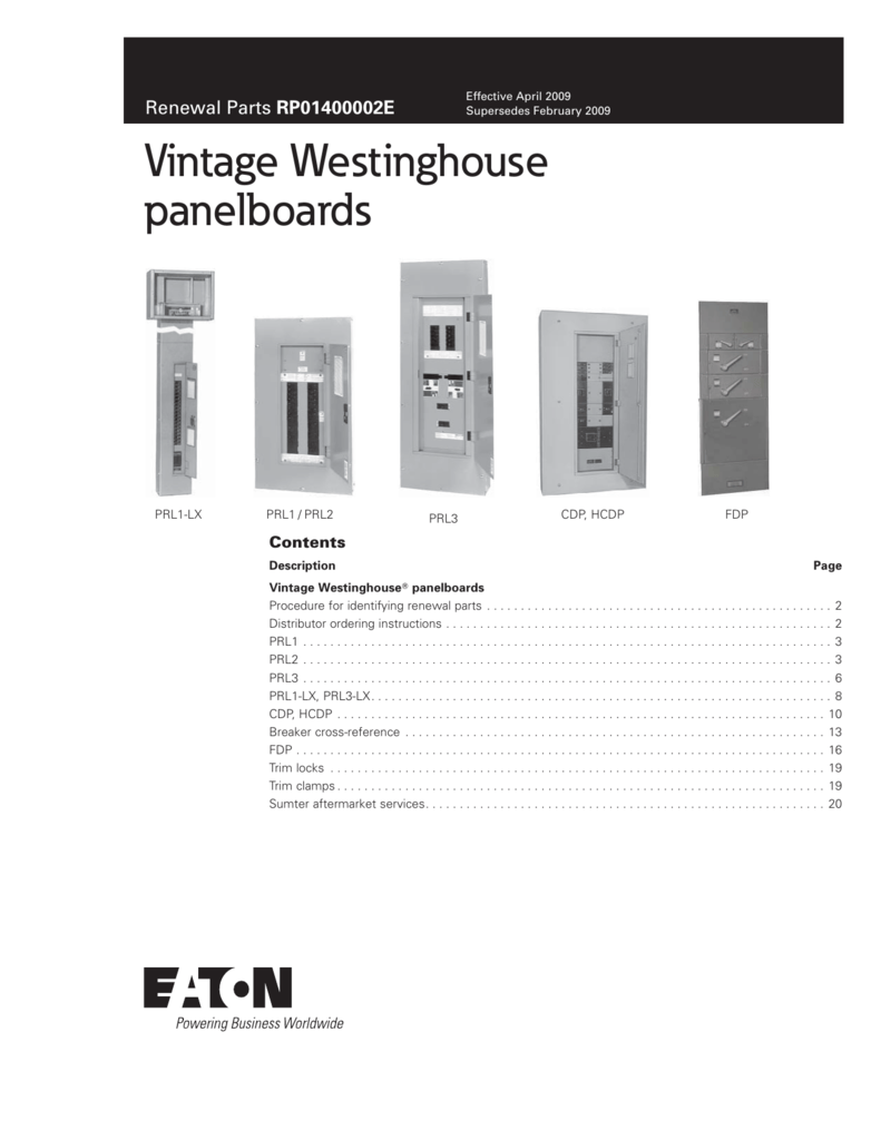 Westinghouse Circuit Breaker Cross Reference Chart