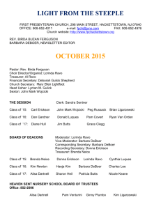 October 2015 Newsletter - First Presbyterian Church, Hackettstown