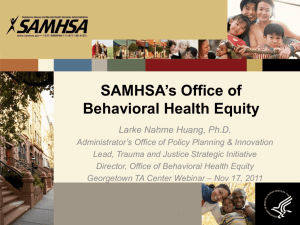 SAMHSA's Office of Behavioral Health Equity