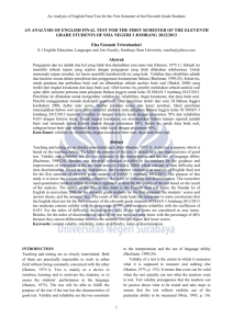 AN ANALYSIS OF ENGLISH FINAL TEST FOR THE FIRST