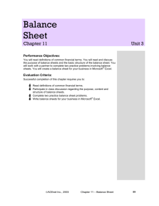 Chapter 11 Balance Sheet