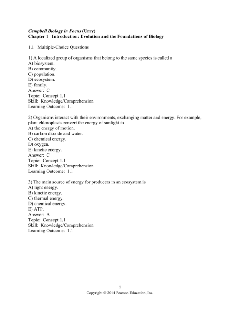 Campbell Biology In Focus Urry Chapter 1