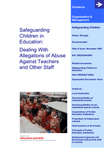 Dealing with Allegations of Abuse against Teachers and Other Staff