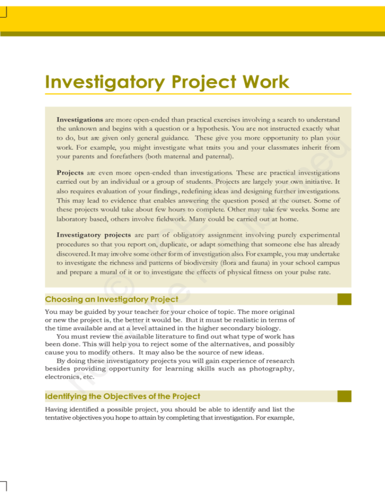 investigatory project paper