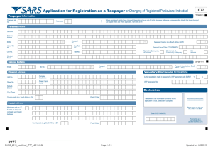 Application for Registration as a Taxpayer or Changing