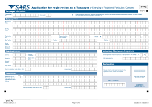 Application for registration as a Taxpayer or Changing of Registered