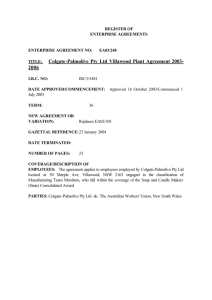 TITLE: Colgate-Palmolive Pty Ltd Villawood Plant Agreement 2003