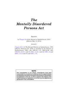 The Mentally Disordered Persons Act