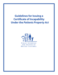 Guidelines for Issuing a Certificate of Incapability Under thePatients