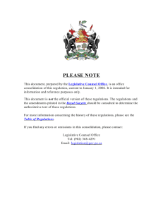 General Regulations - Prince Edward Island
