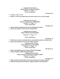 Assignment First Semester Subject: Business Mathematics (BBA