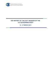 IOE REPORT OF THE 323rd SESSION OF THE ILO GOVERNING