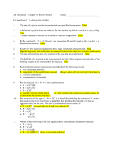 AP Chemistry – Chapter 12 Review Packet