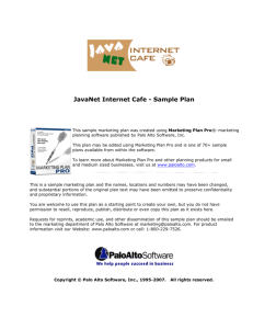 JavaNet Internet Cafe - Sample Plan