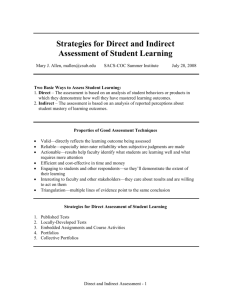 Direct and Indirect Assessment - Office of Assessment, Trinity College