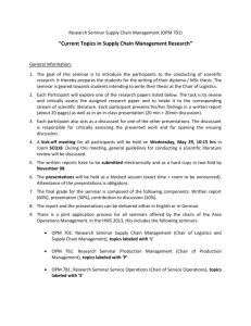 Current Topics in Supply Chain Management Research