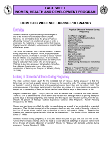 DOMESTIC VIOLENCE DURING PREGNANCY FACT SHEET