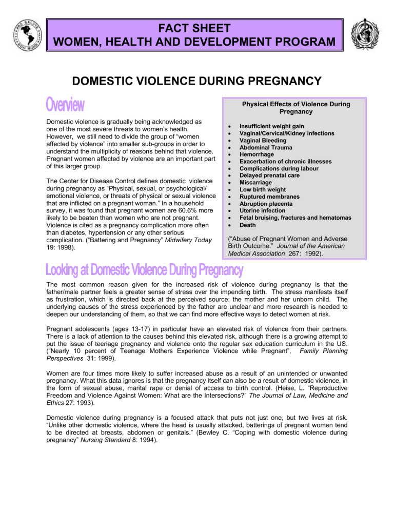 domestic violence during pregnancy effects on baby