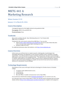 MKTG 441 A Marketing Research