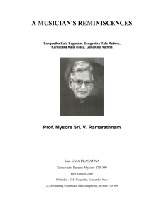 a musician's - Prof. Mysore V. Ramarathnam