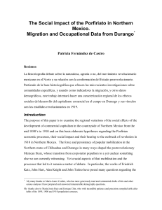 The Social Impact of the Porfiriato in Northern Mexico. Migration and