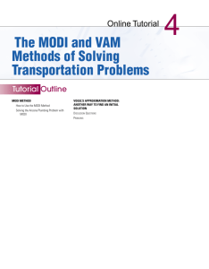 The MODI and VAM Methods of Solving Transportation Problems