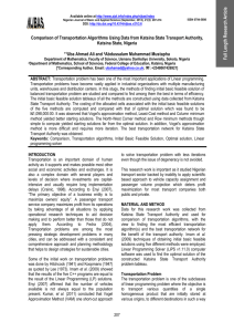 Comparison of Transportation Algorithms Using Data from Katsina