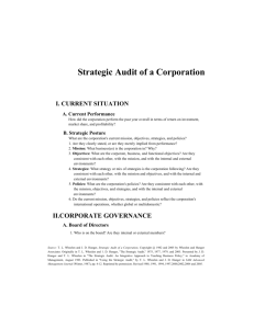 Strategic Audit of a Corporation