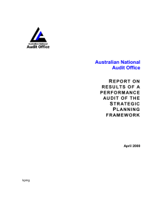 Report on Results of a Performance Audit of the Strategic Planning